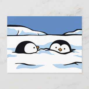 Cartão Postal Placa Posta profunda de neve do Pintinho pinguim