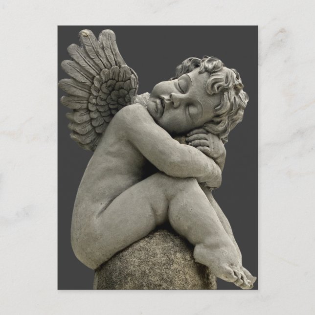 Cartão Postal Placa Postada de escultura de anjo de Cherub dormi (Frente)