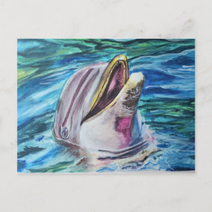 Cartão Postal Placa Postada de golfinho de aquarela
