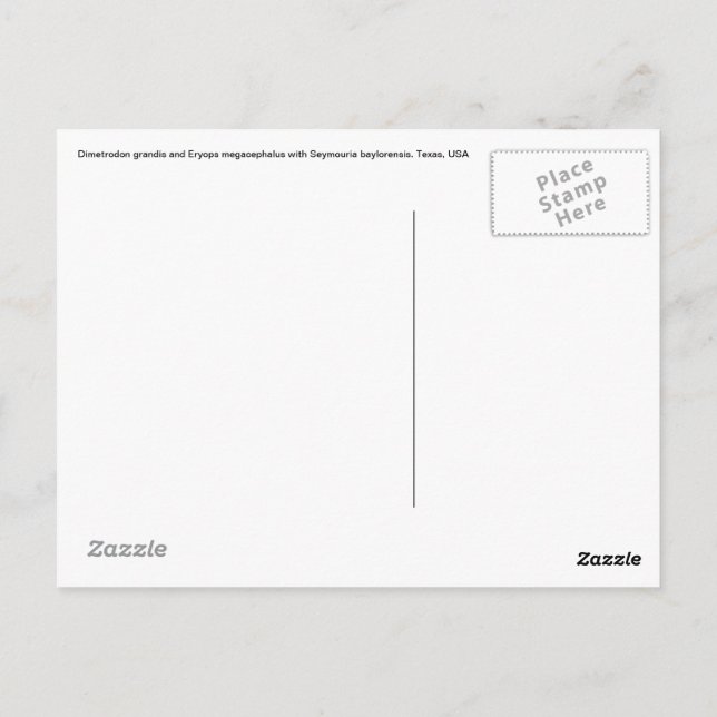 Cartão Postal Placa Postada Dimetrodon (Verso)