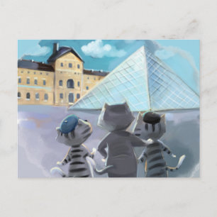 Cartão Postal Placa Postada do Louvre (Envelope Opcional)