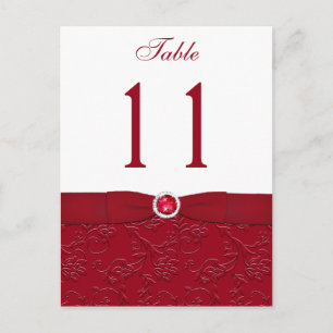 Cartão Postal Placa Postada do Número da Tabela Floral Vermelha 