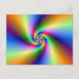 Cartão Postal Placa Postada Espiral Psicodélica Quatro Ventos