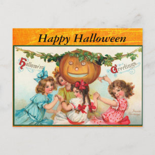 Cartão Postal Placa Postada Feliz Vintage Halloween
