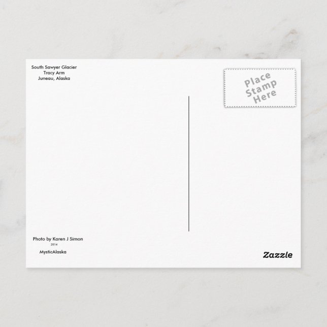 Cartão Postal Placa Postada Glaciar South Sawyer (Verso)