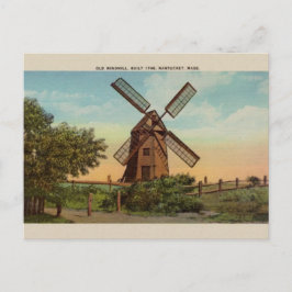 Cartão Postal Placa Postada Nantucket Vintage Old Windmill
