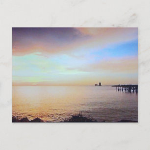 Cartão Postal Placa Postada Pier Sunset