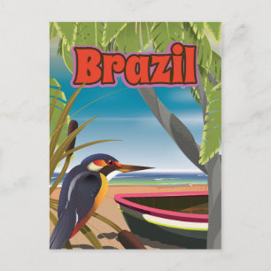 Cartão Postal Placa Poste de praia brasileira viagem impressão