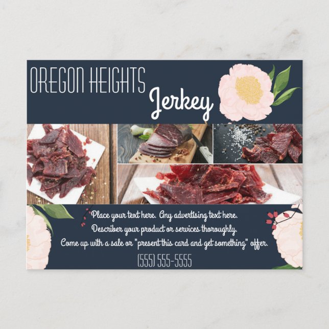 Cartão Postal Placa publicitária para empresas Cosmos rosa-bebê  (Frente)