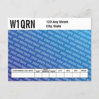 Cartão Postal Placa QSL Adicionar sua própria foto