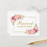 Placa Reservada de Casamento Floral Cor-de-Água Ro