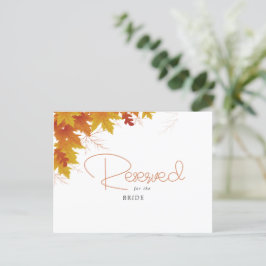 Cartão Postal Placa Reservada para Casamento outono Chic Boho