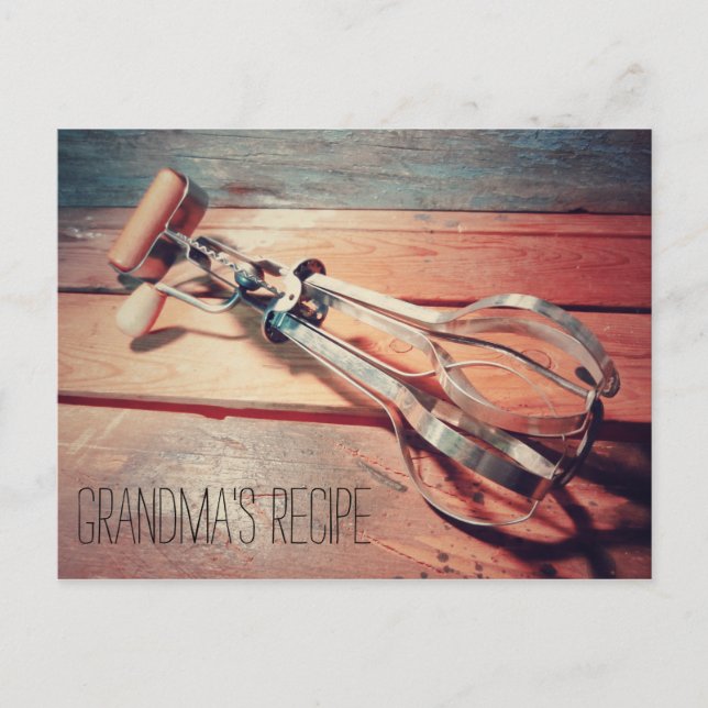 Cartão Postal Placa retrorreflectora do Mixer de Mão de Madeira  (Frente)