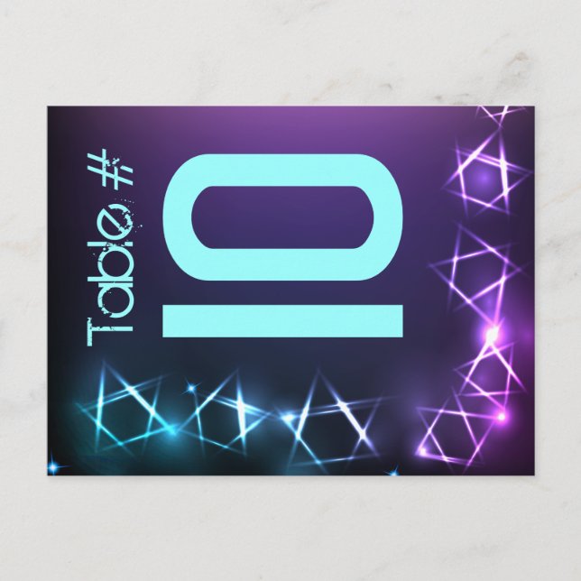 Cartão Postal Placa sentada do número da tabela STARS e LIGHTS (Frente)