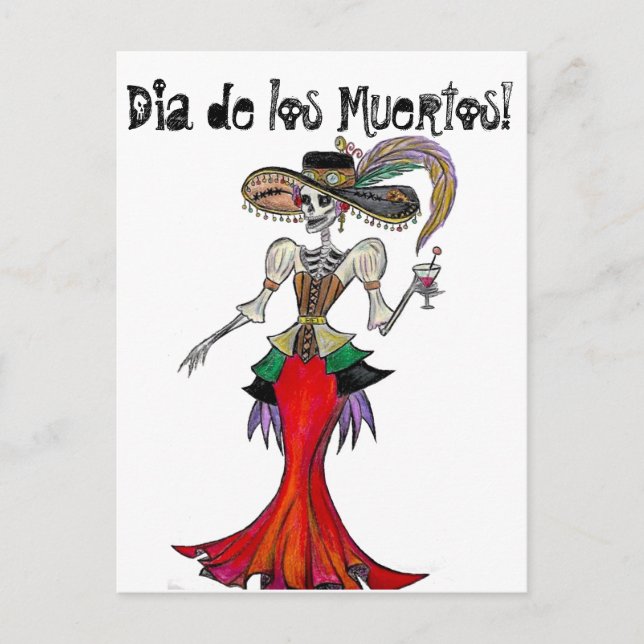 Cartão Postal Placa Steampunk Catrina / Dia de los Muertos (Frente)