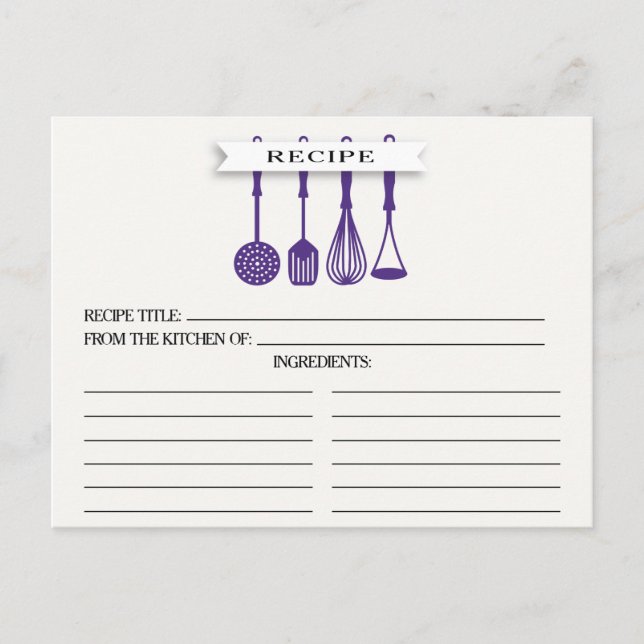 Cartão Postal Placas de Chá de panela de Utensílios roxos da coz (Frente)