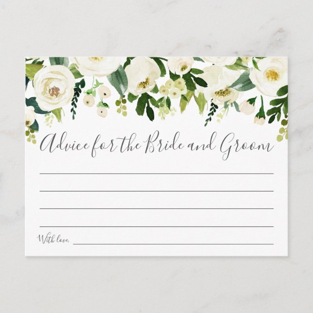 Cartão Postal Placas de Conselhos de Casamento Verde e Flor Bran (Frente)