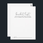 Cartão Postal Placas de Lista de Baldes de Caligrafia Simples<br><div class="desc">Estas simples cartas de balde de casamento para caligrafia são a atividade perfeita para uma recepção de casamento ou chá de panela rústica. O design simples e elegante apresenta a tipografia de scripts clássicos e ricos em preto e branco. Altere o texto para se adequar a qualquer evento de vida....</div>