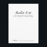 Cartão Postal Placas de Lista de Baldes de Casamento da Caligraf<br><div class="desc">Estes cartões modernos de balde de casamento para caligrafia são a atividade perfeita para uma recepção de casamento ou chá de panela rústico. O design simples e elegante apresenta a tipografia de scripts clássicos e ricos em preto e branco. Altere o texto para se adequar a qualquer evento de vida....</div>