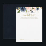 Cartão Postal Placas de Lista de Baldes de Casamento Dourado Flo<br><div class="desc">Estes marinhos de cartas de balde de casamento florais de ouro são a atividade perfeita para uma recepção de casamento ou chá de panela rústica. A design apresenta belas flores azuis escuras pintadas manualmente, azuis, marinhos, rosa, pinceladas, douradas e folhagem verde. Altere o texto para se adequar a qualquer evento...</div>