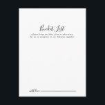 Cartão Postal Placas de Lista de Baldes de Casamento Minimalista<br><div class="desc">Estas simples cartas minimalistas de baldes de casamento são a atividade perfeita para uma recepção de casamento ou chá de panela moderna. O design simples e elegante apresenta a tipografia de scripts clássicos e ricos em preto e branco. Altere o texto para se adequar a qualquer evento de vida. O...</div>
