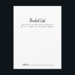 Cartão Postal Placas de Lista de Baldes de Casamento Moderno<br><div class="desc">Estes modernos cartões de balde de casamento são a atividade perfeita para uma recepção de casamento ou chá de panela rústica. O design simples e elegante apresenta a tipografia de scripts clássicos e ricos em preto e branco. Altere o texto para se adequar a qualquer evento de vida. O sinal...</div>