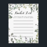 Cartão Postal Placas de Lista de Baldes de Foliagem de Eucalipto<br><div class="desc">Estas placas verdes de lista de baldes de deleção foliar de eucalipto são a atividade perfeita para uma simples recepção de casamento ou chá de panela. A design apresenta um eucalipto elegante desenhado à mão por uma aquarela botânica, inspiradora beleza natural. O sinal da Lista de baldes é vendido separadamente....</div>