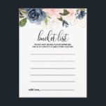 Cartão Postal Placas de Lista de Baldes Florais de Queda Exquisi<br><div class="desc">Estes sofisticados cartões de lista de baldes florais são a atividade perfeita para uma recepção de casamento ou chá de panela tropical. O design retrata uma pincelada rosa desenhada à mão, azul escuro e flores brancas marinhos, inspiradoras elegância, classe e beleza natural. O sinal da Lista de baldes é vendido...</div>