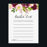 Cartão Postal Placas de Lista de Baldes Florais Russas Blush Bur<br><div class="desc">Estes cartões de lista de baldes florais arrojados são a atividade perfeita para uma simples recepção de casamento ou chá de panela. O design apresenta flores cor-de-água,  cor-de-rosa,  esbranquiçada,  vermelha,  burgundy e bordo,  com folhagem verde. O sinal da Lista de baldes é vendido separadamente.</div>