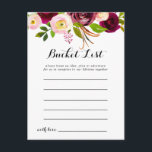 Cartão Postal Placas de Lista de Baldes Florais Russas Blush Bur<br><div class="desc">Estes cartões de lista de baldes florais arrojados são a atividade perfeita para uma simples recepção de casamento ou chá de panela. O design apresenta flores cor-de-água,  cor-de-rosa,  esbranquiçada,  vermelha,  burgundy e bordo,  com folhagem verde. O sinal da Lista de baldes é vendido separadamente.</div>