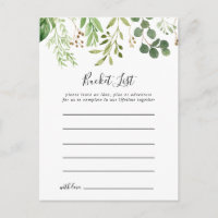 Placas de Lista de Baldes Florais Simples Eucalypt