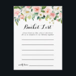 Cartão Postal Placas de lista de Baldes Floral Verde Simples<br><div class="desc">Estes simples cartões de lista de baldes florais verdes são a atividade perfeita para uma recepção de casamento ou chá de panela tropical. A design apresenta rosas brancos,  cor-de-rosa e pincéis pintados à mão,  embutidos em folhagem verde,  inspiradora beleza artística. O sinal da Lista de baldes é vendido separadamente.</div>
