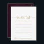 Cartão Postal Placas de Lista de Baldes Simples Douradas Burgund<br><div class="desc">Essas placas de balde simples e burgundy dourada são a atividade perfeita para uma simples recepção de casamento ou chá de panela. O design simples e elegante apresenta a tipografia de scripts clássicos e ricos em um fundo branco e marrom. Altere o texto para se adequar a qualquer evento de...</div>