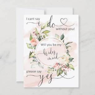 Cartão Postal Placas de Proposta Floral Bridesmaid