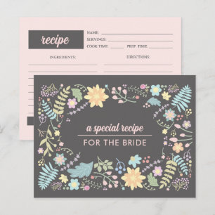 Cartão Postal Placas de Receita Floral Modernas para Chá de pan