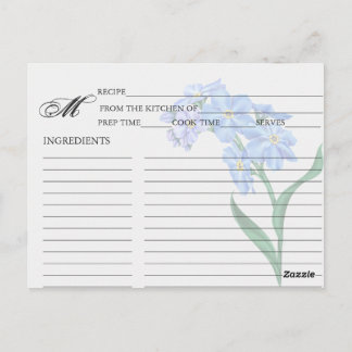 Cartão Postal Placas De Receita Simples Azul Esqueço-Me-Não Flor
