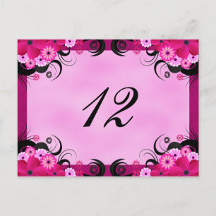 Cartão Postal Placas Numéricas da Tabela Floral de Recepção Flor
