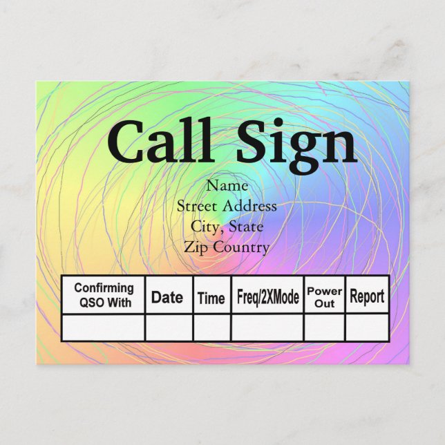 Cartão Postal Placas QSL do Rainbow & Wire Ham (Frente)