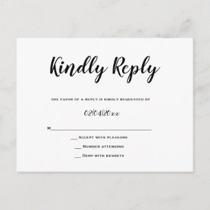 Cartão Postal Placas RSVP de Casamento de Resposta de Tipografia