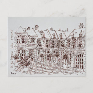 Cartão Postal Place Aux Oignons, Cidade Velha Lille, França