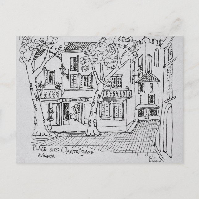 Cartão Postal Place des Chataignes | Avignon, França (Frente)