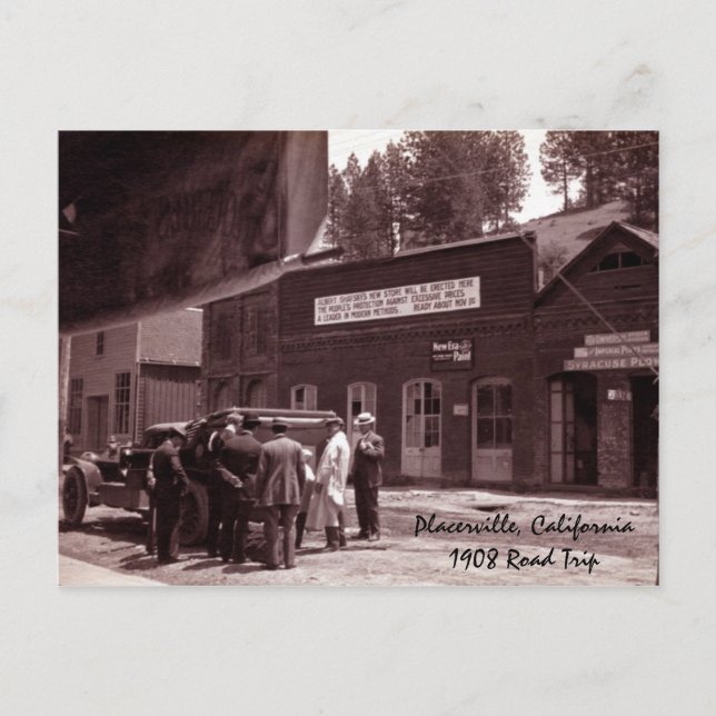 Cartão Postal Placerville, California1908 Road Trip (Frente)