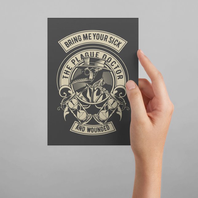 Cartão Postal Plague Doctor Vintage (plague doctor black postcard)