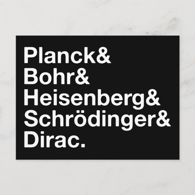 Cartão Postal Planck & Bohr & Heisenberg & Schrödinger & Dirac (Frente)