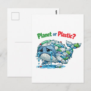 Cartão Postal Planeta ou Plástico? Salve a Baleia do Oceano.