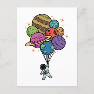 Cartão Postal Planetas Balões Universo da Galáxia Espacial Exter