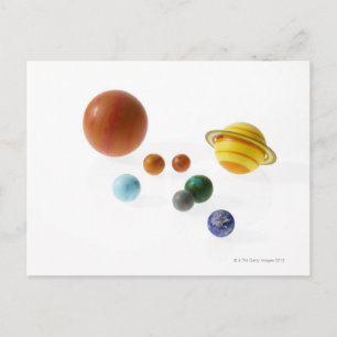 Cartão Postal Planetas do sistema solar em fundo branco