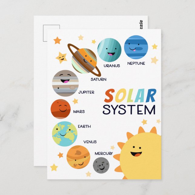 Cartão Postal Planetas do Sistema Solar Material Educativo (Frente/Verso)