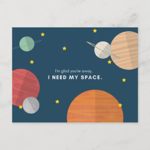 Cartão Postal Planetas Ilustrados de Desenho Animado Divertido