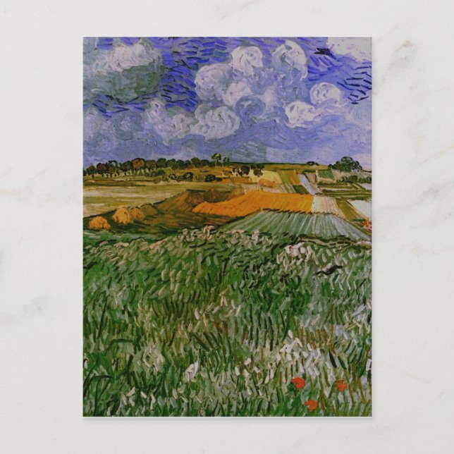 Cartão Postal Planície perto de Auvers, Van Gogh Fine Art (Frente)